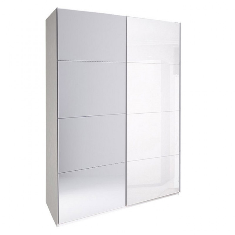 БЕЛЛА шкаф купе с зеркалом 150/210 см цвет глянец белый MiroMark 